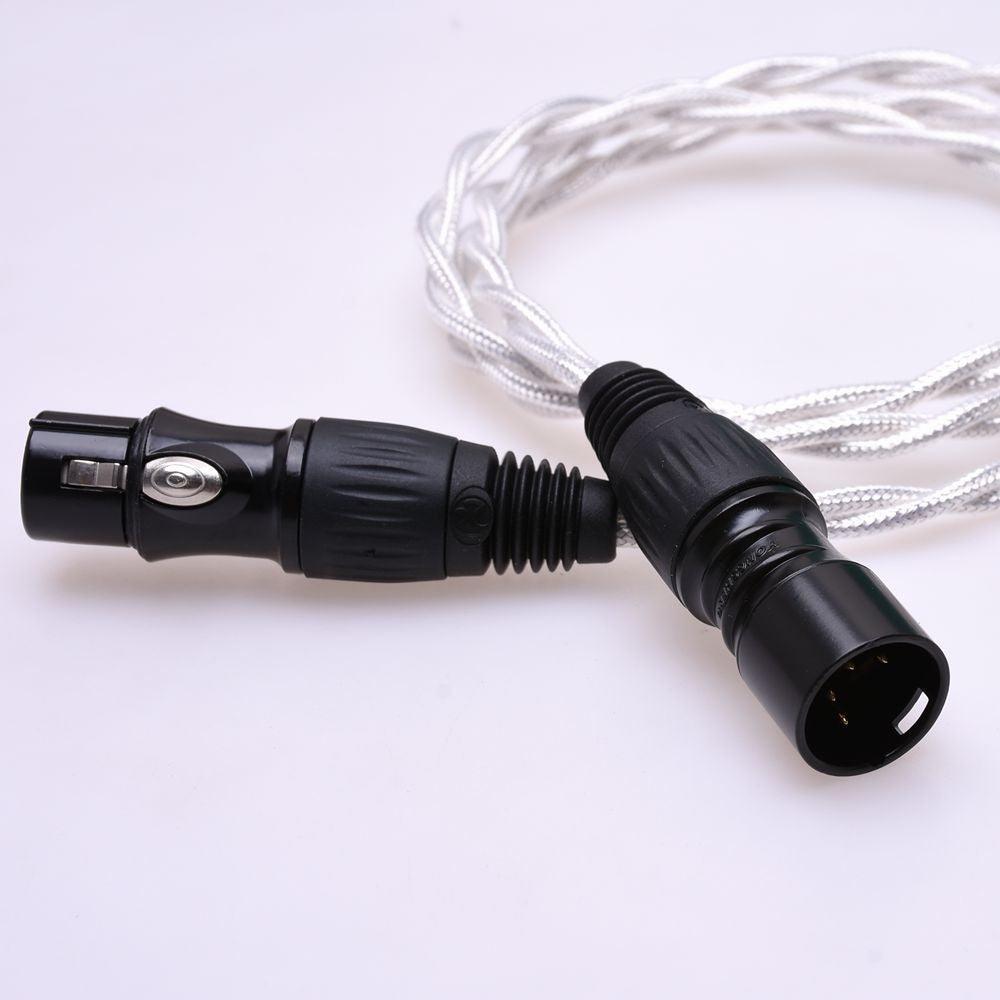 4 Pin XLR Male to 4-Pin XLR Female Balanced Extension Cable Crystal Clear Silver Plated Shield Cable Balanced Audio Cable