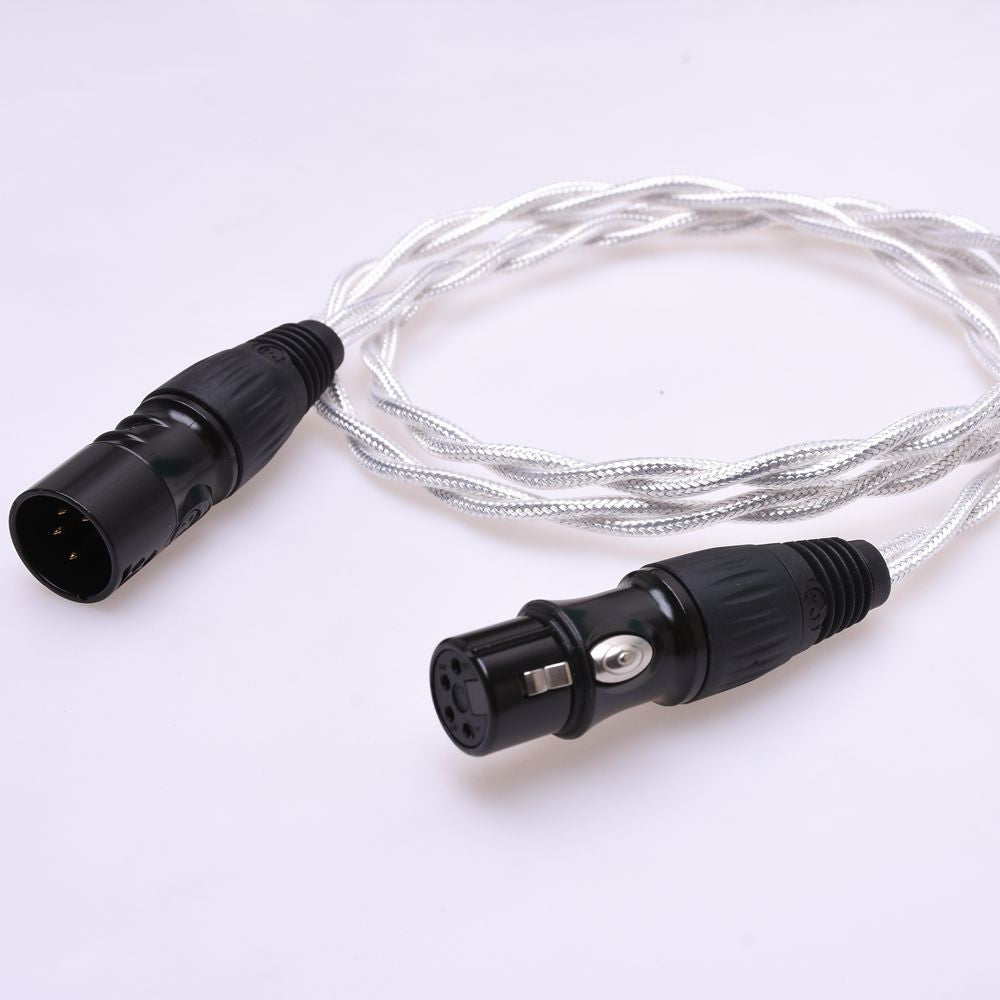 4 Pin XLR Male to 4-Pin XLR Female Balanced Extension Cable Crystal Clear Silver Plated Shield Cable Balanced Audio Cable
